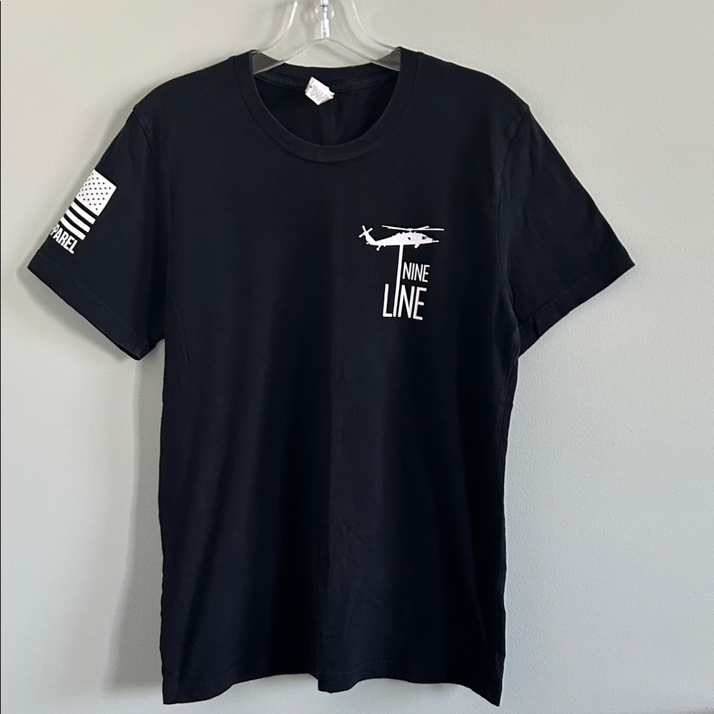 Black Nine Line T-Shirt with 9/11 Graphic
